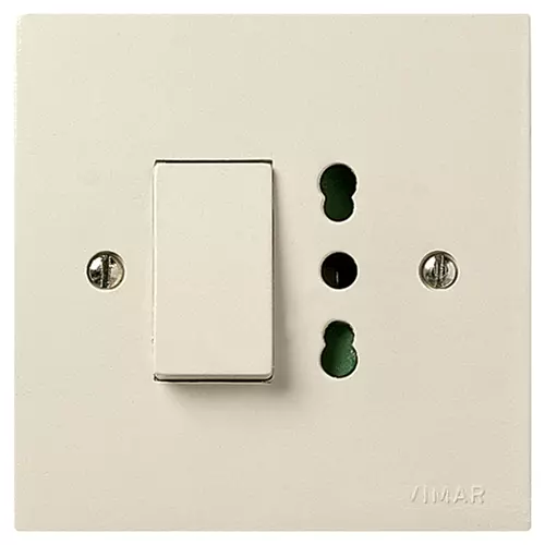 1P 10AX 2-way switch+P17/11outlet ivory - 06690