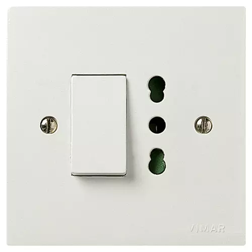 1P 10AX 2-way switch+P17/11outlet white - 06690.B