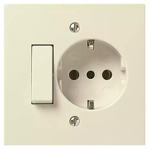 1P 10AX 2-way switch+P30 outlet ivory - 06697