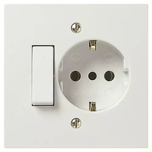 1P 10AX 2-way switch+P30 outlet white - 06697.B