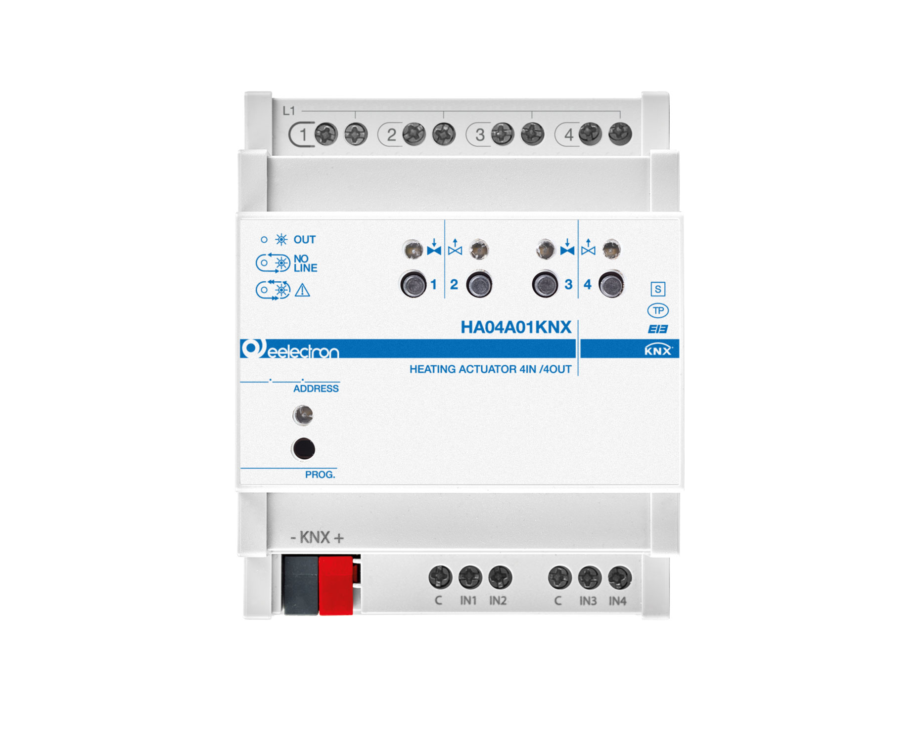 DIN Heating Actuator 4 In / 4 Out